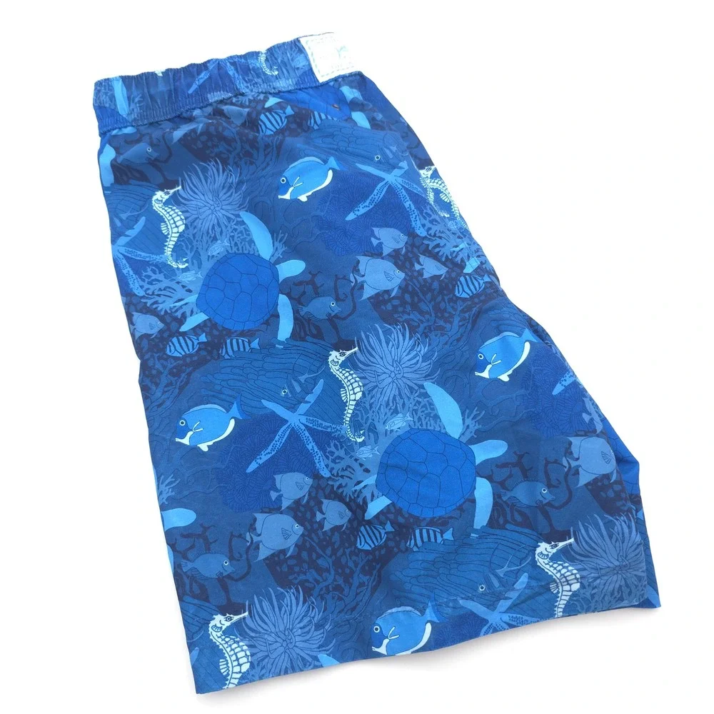 Southern Tide The Skipjack Water Shorts Blue Sea Turtle Seahorse Print Mens M